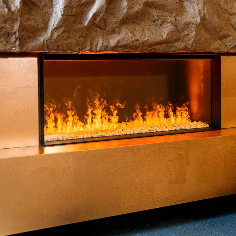 Ervaar luxe met de Faber e-MatriX 1050/400 I Front haard. Realistische vlammen, energiezuinig en ideaal voor moderne woonruimtes zonder schoorsteen.