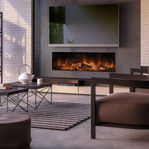 Ontdek de Element4 Elite 150 elektrische haard. Energiezuinig, met realistisch vlammenbeeld, ideaal voor inbouw of wandmontage in moderne interieurs.