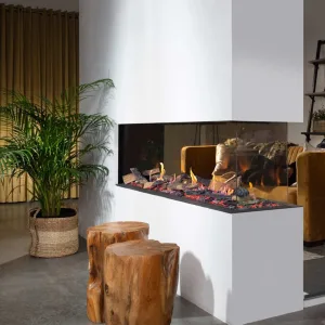 De Element4 Summum 140 Roomdivider Bio biedt een stijlvolle oplossing voor het verdelen van ruimtes met een realistisch vlammenbeeld en energiezuinige werking.